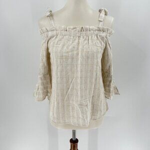 Maven West Natural Off-Shoulder Top W/ Adjustable Straps Womens Size S